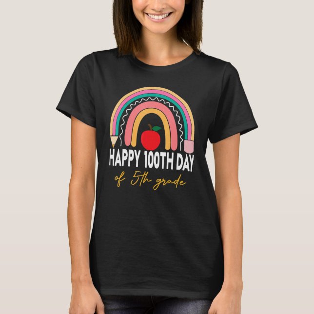 Camiseta 100th Day Of 5th Grade Teacher Rainbow Fifth Grade (Anverso)