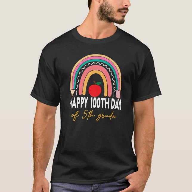 Camiseta 100th Day Of 5th Grade Teacher Rainbow Fifth Grade (Anverso)