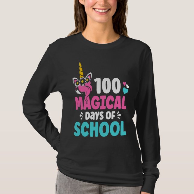 Camiseta 100th Day of Kindergarten For Girls 100 Magical Da (Anverso)