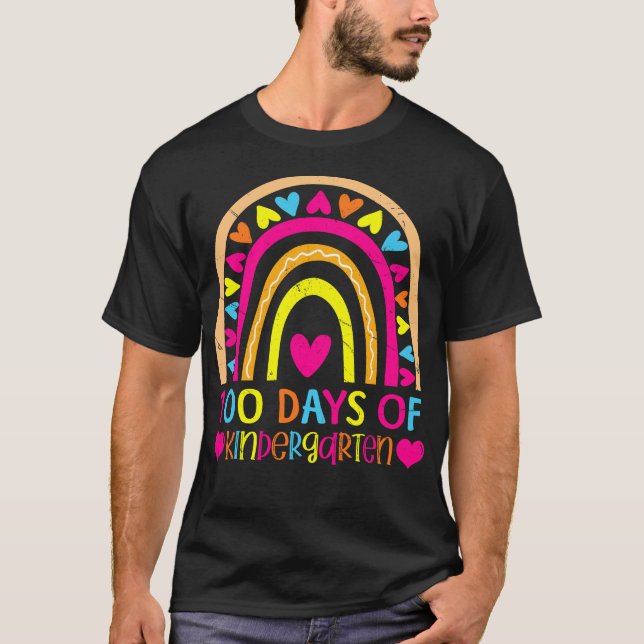 Camiseta 100th Day of Kindergarten Rainbow 100 Days Smarter (Anverso)