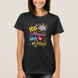 Camiseta 100th Day of Kindergarten Unicorn Face Girl 100 Ma