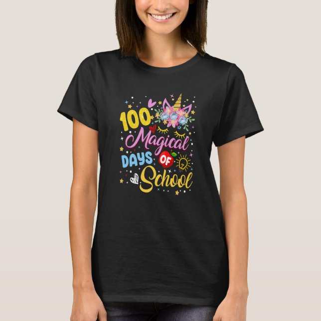 Camiseta 100th Day of Kindergarten Unicorn Face Girl 100 Ma (Anverso)