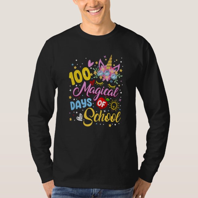 Camiseta 100th Day of Kindergarten Unicorn Face Girl 100 Ma (Anverso)