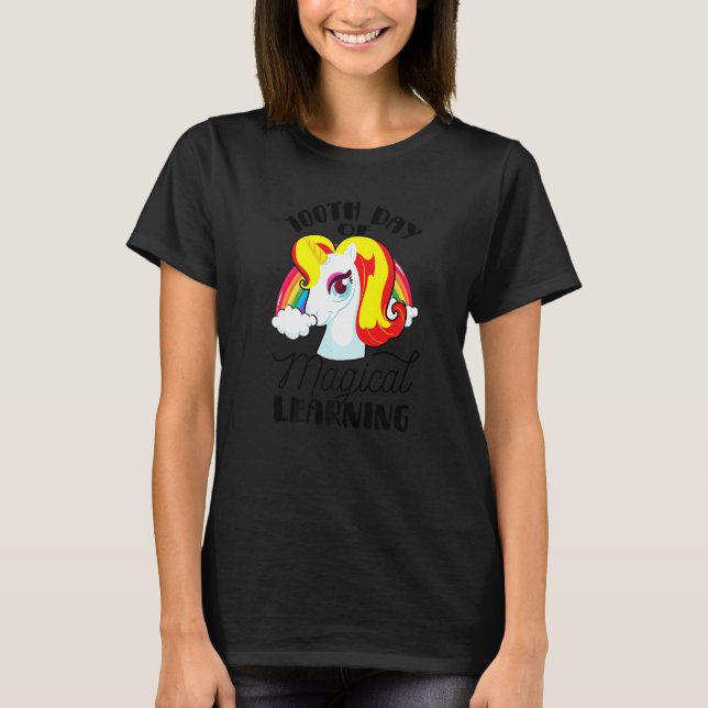 Camiseta 100th Day Of Magical Learning Cute Unicorn Teacher (Anverso)