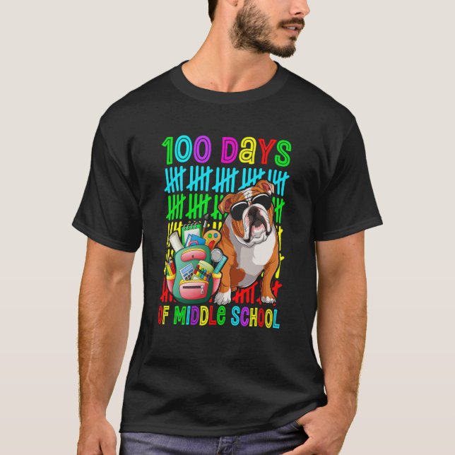 Camiseta 100th Day Of Middle School Boys English Bulldog Do (Anverso)