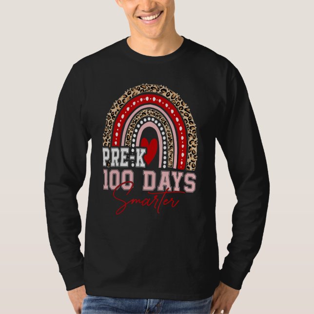 Camiseta 100th Day Of Pre K Teacher  100 Days Smarter Rainb (Anverso)