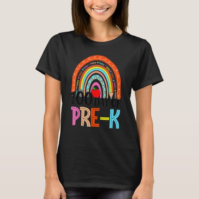 Camiseta 100th Day Of Pre K Teacher 100 Days Smarter Rainbo (Anverso)
