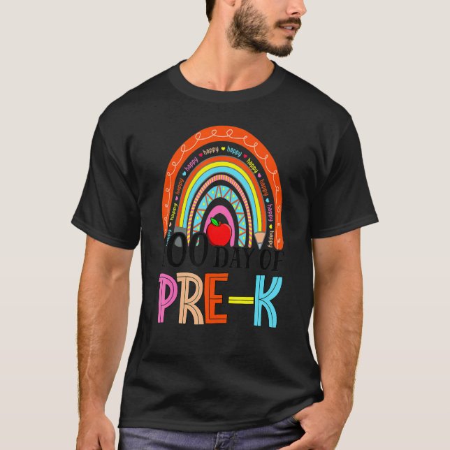 Camiseta 100th Day Of Pre K Teacher 100 Days Smarter Rainbo (Anverso)