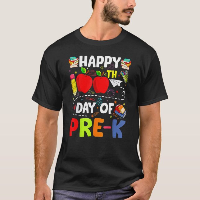 Camiseta 100th Day Of Pre K Teachers Kids 100 Days Of Schoo (Anverso)