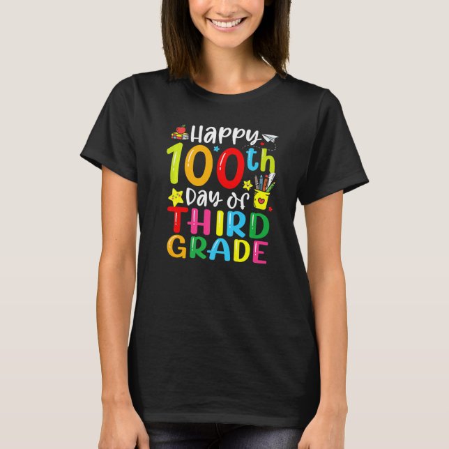 Camiseta 100th Day Of School 3rd Third Grade Teacher Studen (Anverso)
