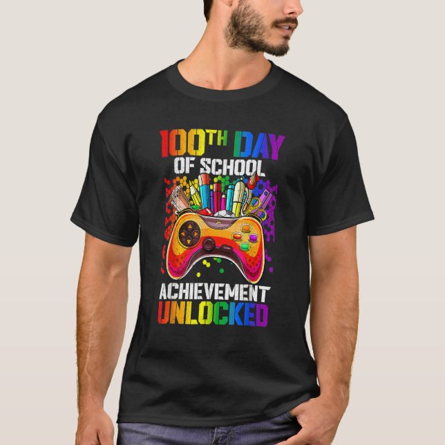 Camiseta 100th Day Of School Achievement Unlocked 100 Days  (Anverso)