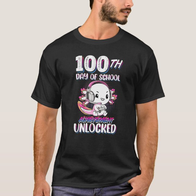 Camiseta 100th Day Of School Achievement Unlocked Axolotl G (Anverso)