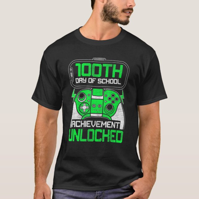Camiseta 100th Day Of School Achievement Unlocked  Kids Boy (Anverso)