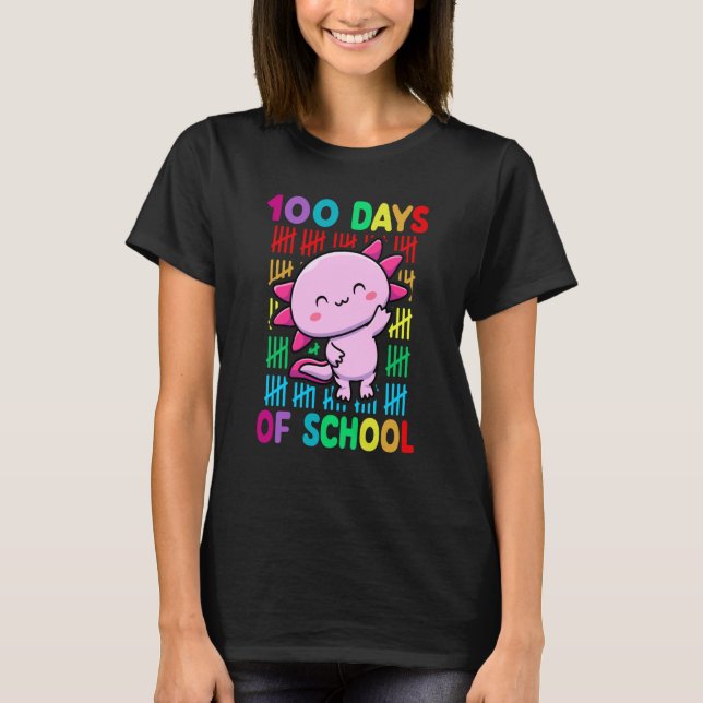 Camiseta 100th Day Of School Animal Axolotl Happy 100th Day (Anverso)