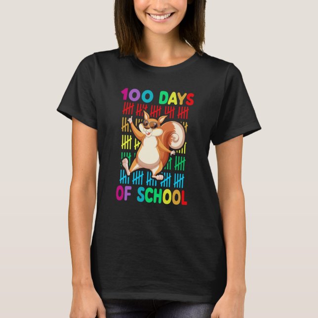 Camiseta 100th Day Of School Animal Squirrel Happy 100th Da (Anverso)