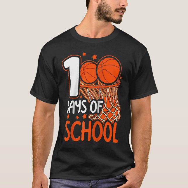 Camiseta 100th Day of School Basketball Kids 100 Days Of Sc (Anverso)