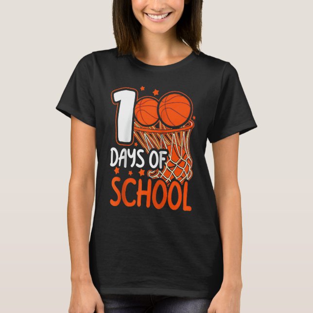 Camiseta 100th Day of School Basketball Kids 100 Days Of Sc (Anverso)