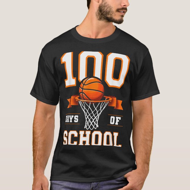 Camiseta 100th Day Of School Basketball Kids 100 Days Of Sc (Anverso)