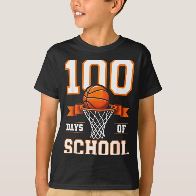 Camiseta 100th Day Of School Basketball Kids 100 Days Of Sc (Anverso)