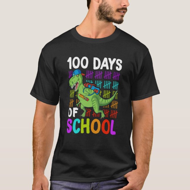 Camiseta 100th Day of School Boys Kids Dino 100 Days Dinosa (Anverso)