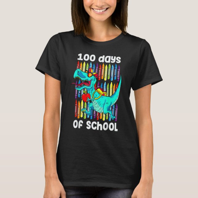 Camiseta 100th Day Of School Boys Kids Dino 100 Days Dinosa (Anverso)