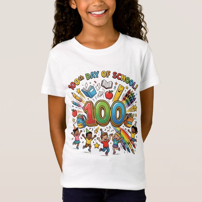 Camiseta 100th Day of School Colorful Celebration Design –  (Anverso)