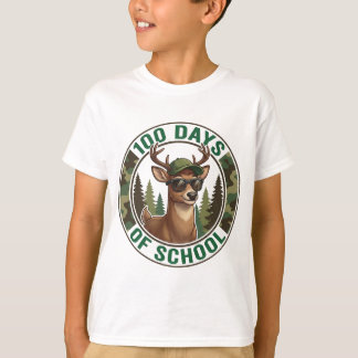 Camiseta 100th Day of School Cute Buck Deer Camo 