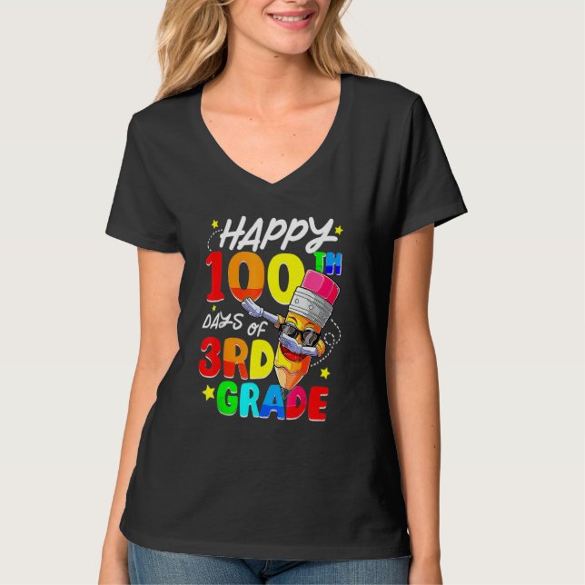 Camiseta 100th Day Of School Dabbing Pencil 100 Days Of 3rd (Anverso)