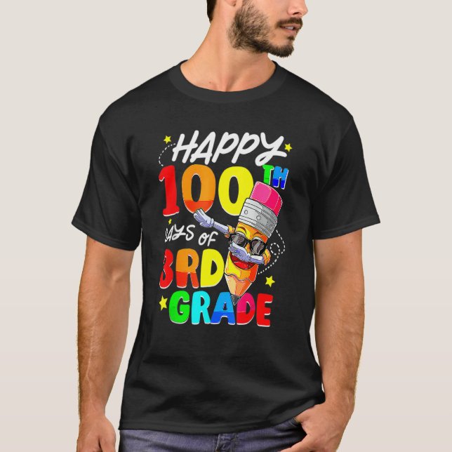 Camiseta 100th Day Of School Dabbing Pencil 100 Days Of 3rd (Anverso)