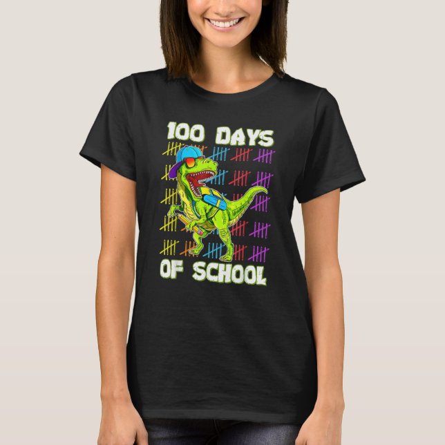 Camiseta 100th Day Of School Dino Kids Happy 100 Days Dinos (Anverso)