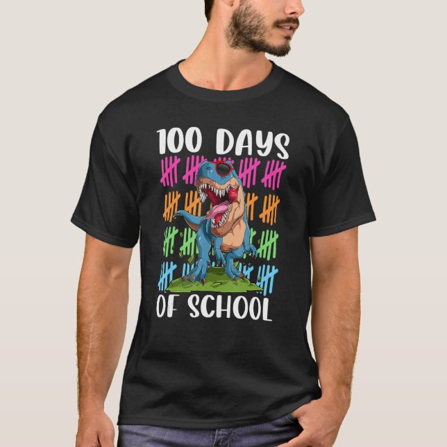 Camiseta 100th Day of School Dino Kids Happy 100 Days Dinos (Anverso)