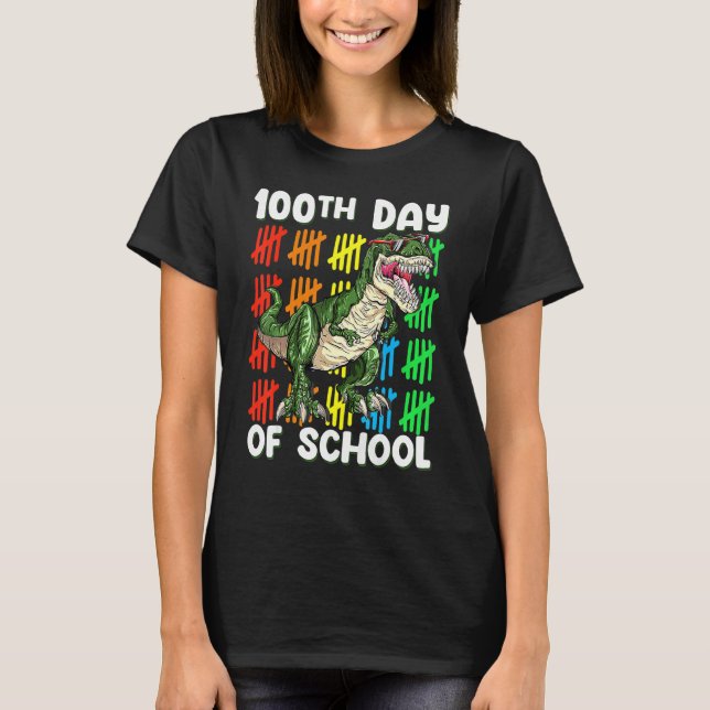 Camiseta 100th Day Of School Dinosaur Rex   Boys Toddler (Anverso)