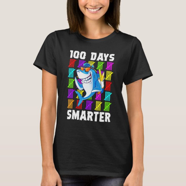 Camiseta 100th Day Of School  For Toddlers Kid  Shark (Anverso)