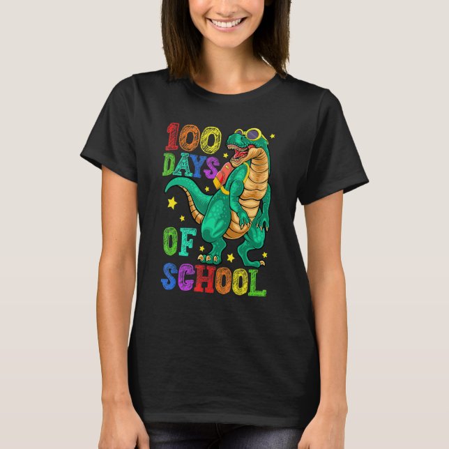 Camiseta 100th Day Of School Happy 100 Days Of School Dinos (Anverso)