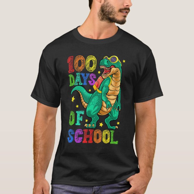 Camiseta 100th Day Of School Happy 100 Days Of School Dinos (Anverso)