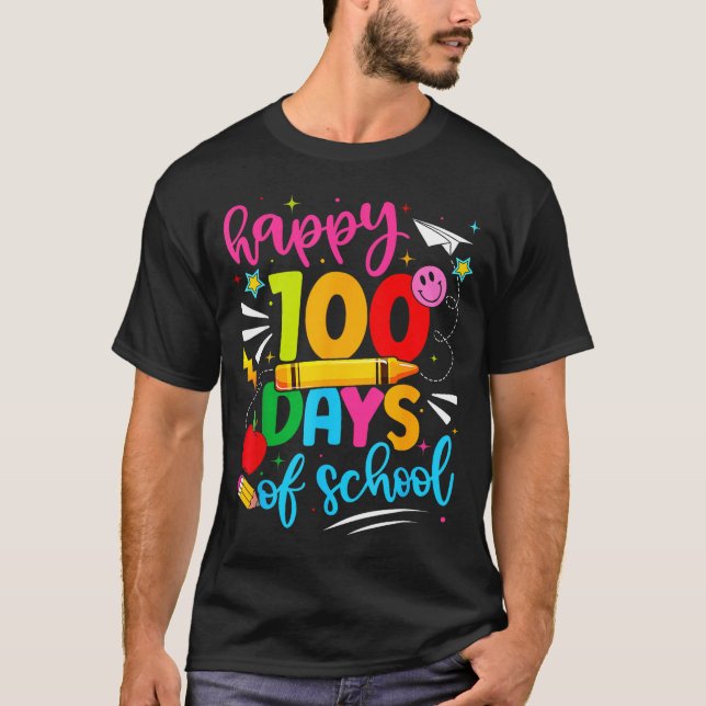 Camiseta 100th Day Of School Happy 100 Days Teachers Boy Gi (Anverso)