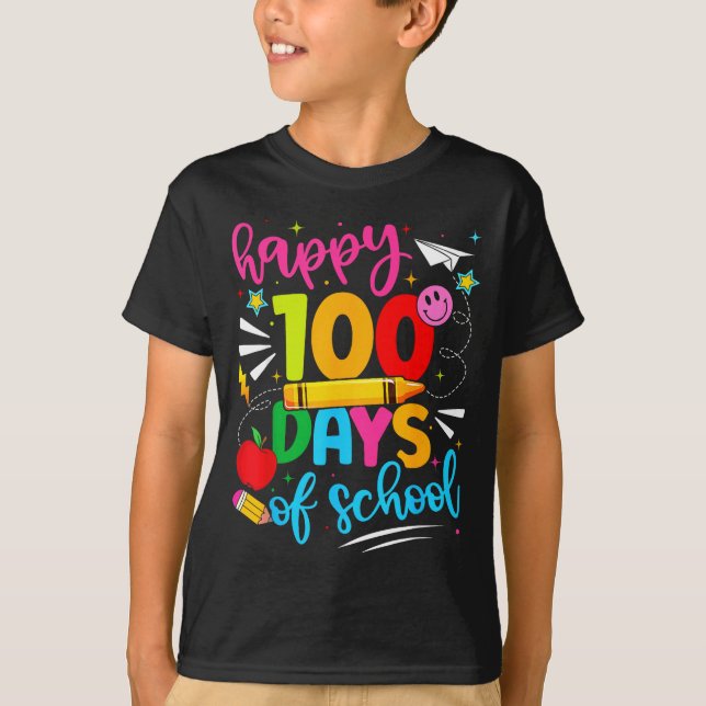 Camiseta 100th Day Of School Happy 100 Days Teachers Boy Gi (Anverso)