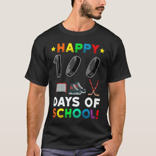 Camiseta 100th Day Of School Hockey 100 Days Of School Spor (Anverso)