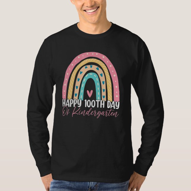 Camiseta 100th Day Of School Kindergarten Teacher Rainbow T (Anverso)