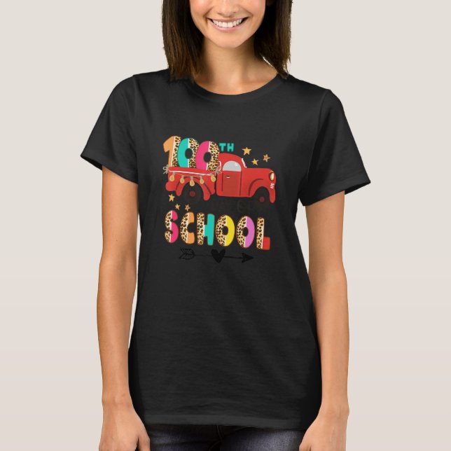Camiseta 100th Day of School Leopard Teachers Kids 100 Days (Anverso)