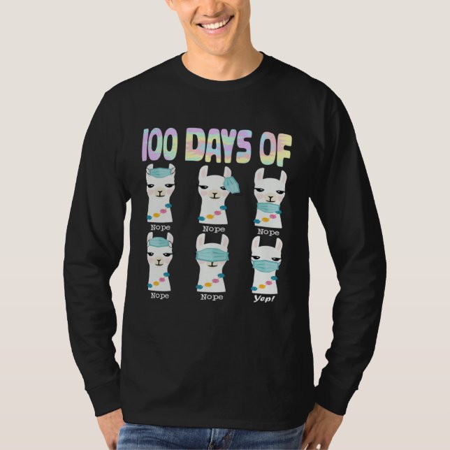Camiseta 100th Day Of School No Prob Lama 100 Days Smarter  (Anverso)