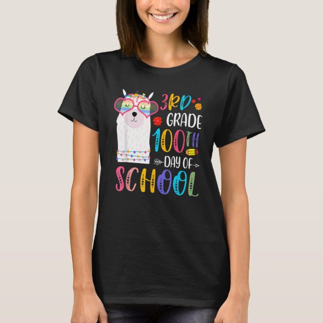 Camiseta 100th Day Of School No Prob Llama 100 Days Of 3rd  (Anverso)