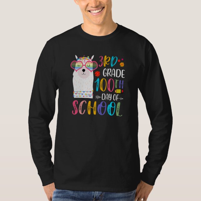 Camiseta 100th day of School No Prob Llama 100 Days Of 3rd  (Anverso)