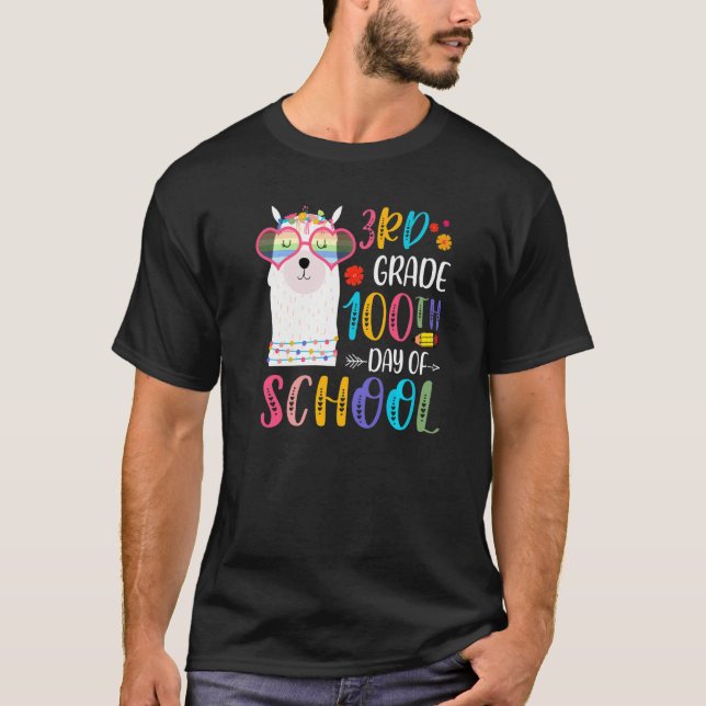 Camiseta 100th day of School No Prob Llama 100 Days Of 3rd  (Anverso)