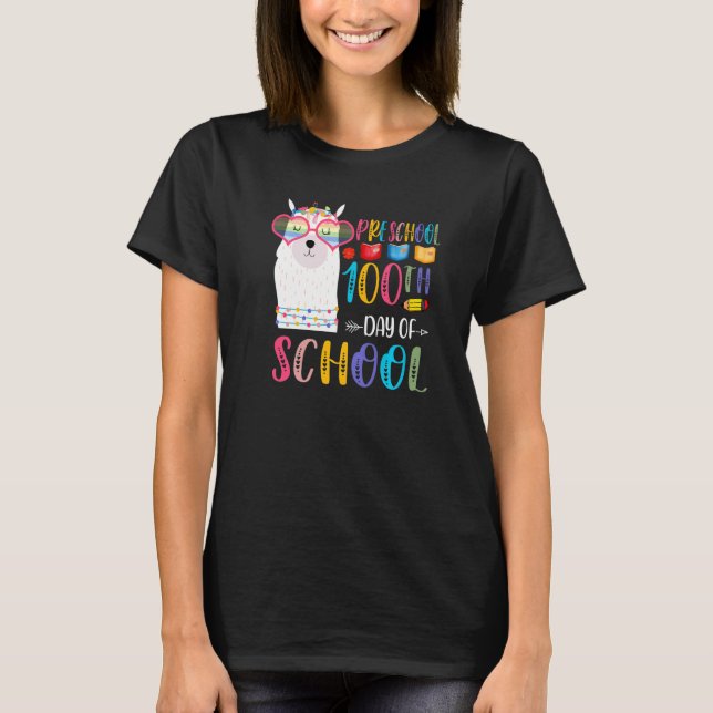 Camiseta 100th day of School No Prob Llama 100 Days Of Pres (Anverso)