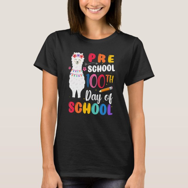 Camiseta 100th Day Of School No Prob Llama 100th Day Presch (Anverso)