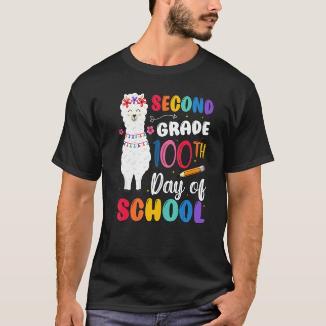 Camiseta 100th Day Of School No Prob Llama 100th Day Second (Anverso)