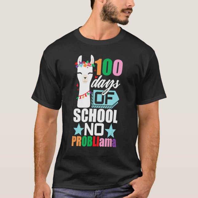 Camiseta 100th Day Of School No Prob Llama Funny Kids Teach (Anverso)