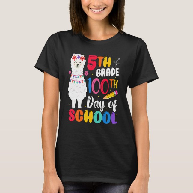Camiseta 100th day of school No Prob Llama Happy 100th day  (Anverso)