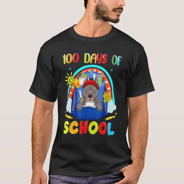 Camiseta 100th Day of School Pitbull Dog Lovers Teacher Stu (Anverso)